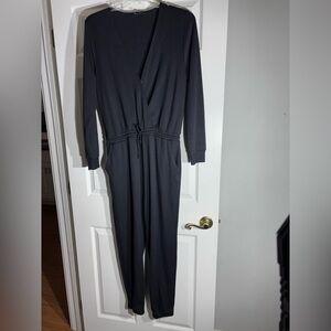 Beyond Yoga Jumpsuit Black Large Leisure Very Soft Fleece Lined Warm Pockets